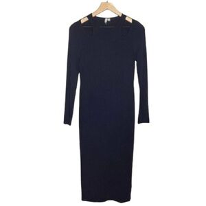 Women's 8 ASOS Long Sleeve Navy Maxi Dress Cutout Shoulders Stretchy